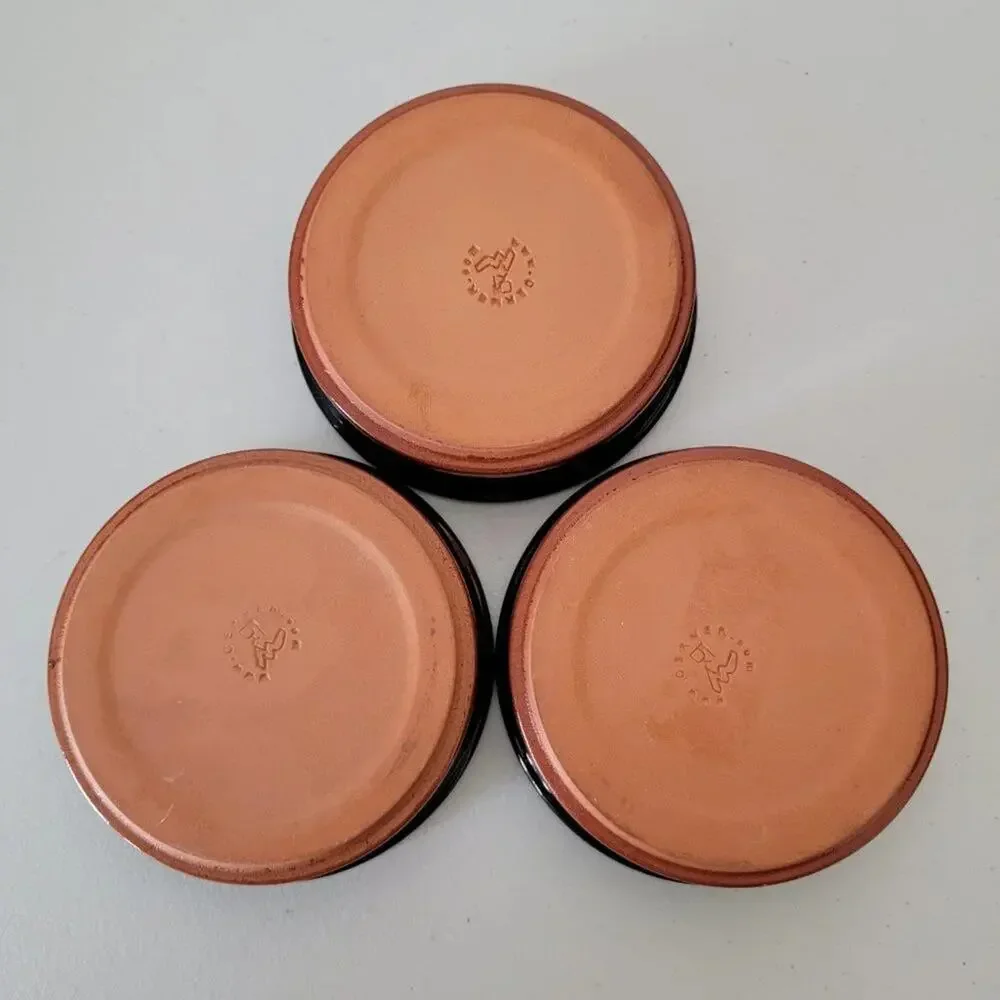 Cermer Glossy Caramel Terracotta Ramekins Set of 3 Small Baking Dishes Rustic